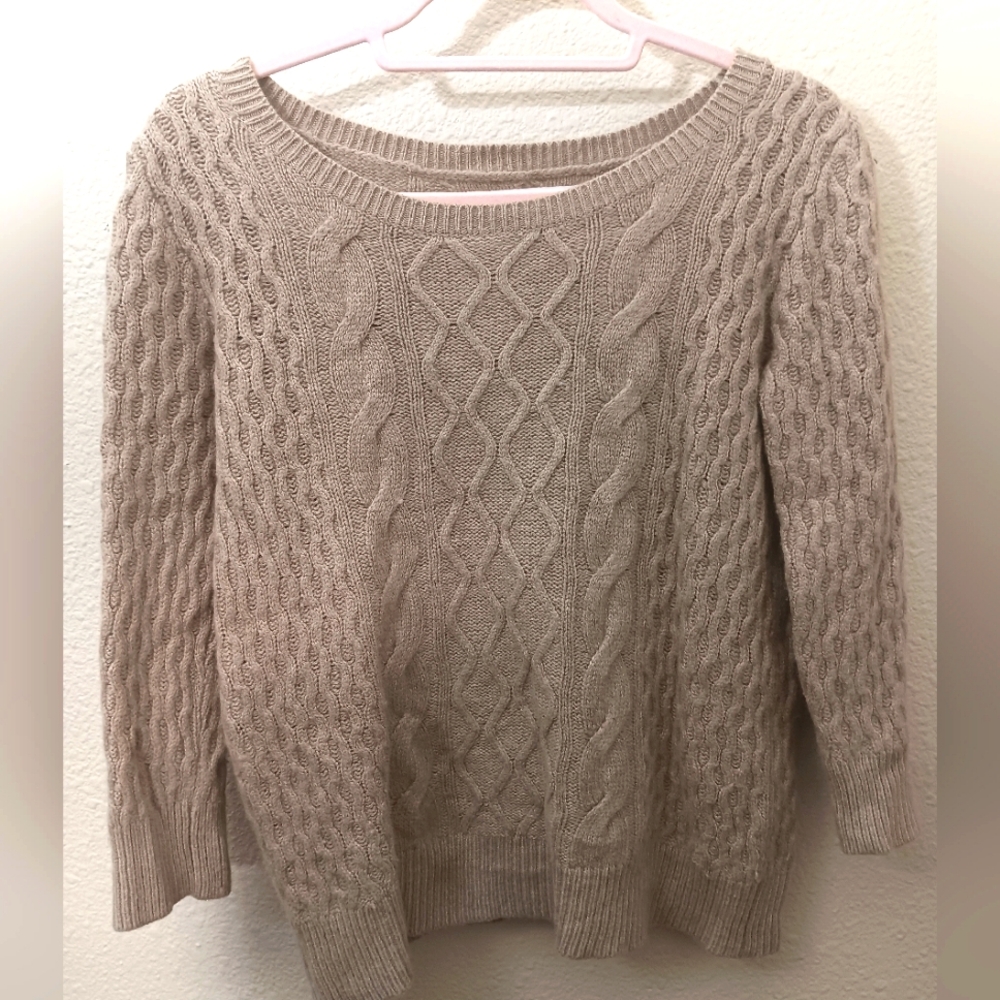 LOFT Angora Wool Cable Knit Sweater